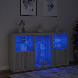 Credenza con Luci LED Grigio Sonoma 181,5x37x100 cm 3209182