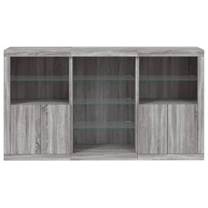 Credenza con Luci LED Grigio Sonoma 181,5x37x100 cm 3209182