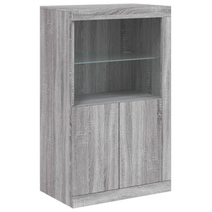 Credenza con Luci LED Grigio Sonoma 181,5x37x100 cm 3209182