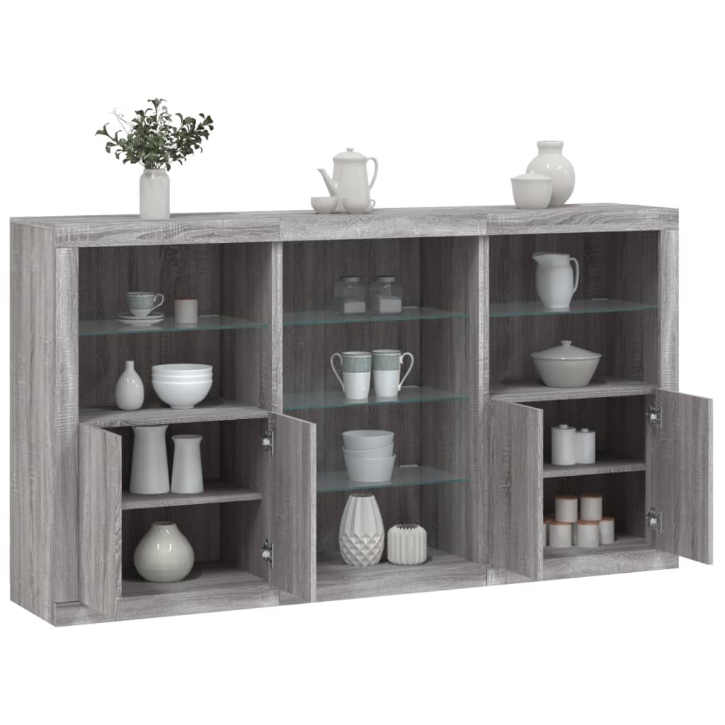 Credenza con Luci LED Grigio Sonoma 181,5x37x100 cmcod mxl 109864