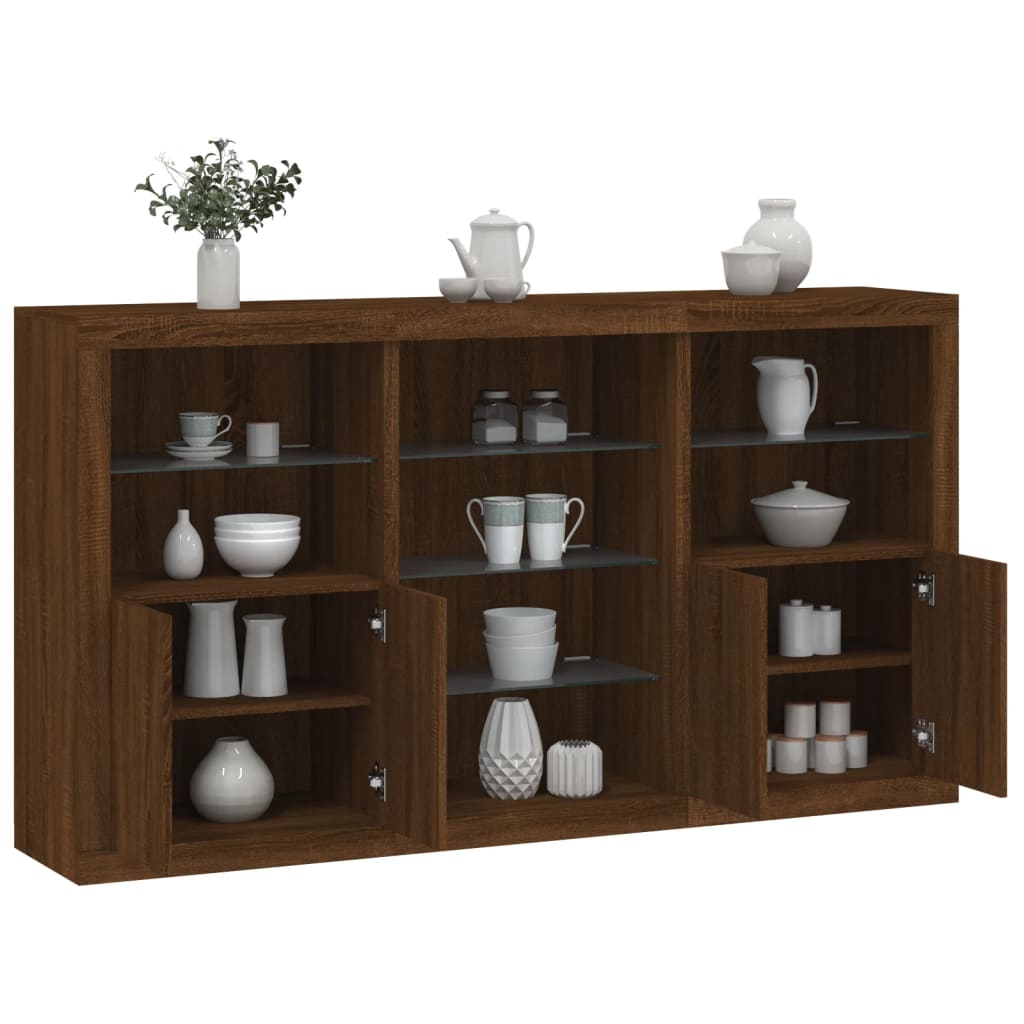 Credenza con Luci LED Rovere Marrone 181,5x37x100 cmcod mxl 85895