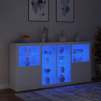 Credenza con Luci LED Bianca 202x37x100 cm 3209184