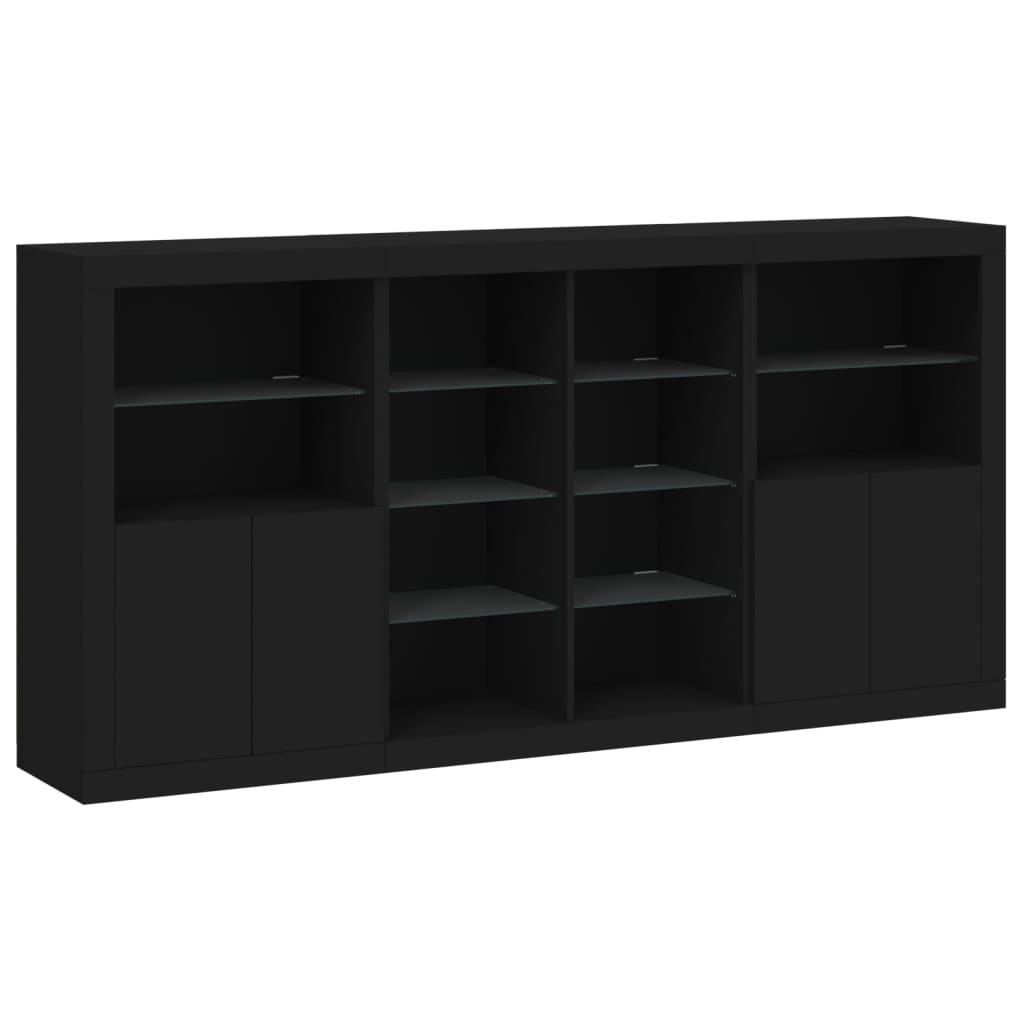 Credenza con Luci LED Nera 202x37x100 cmcod mxl 133839