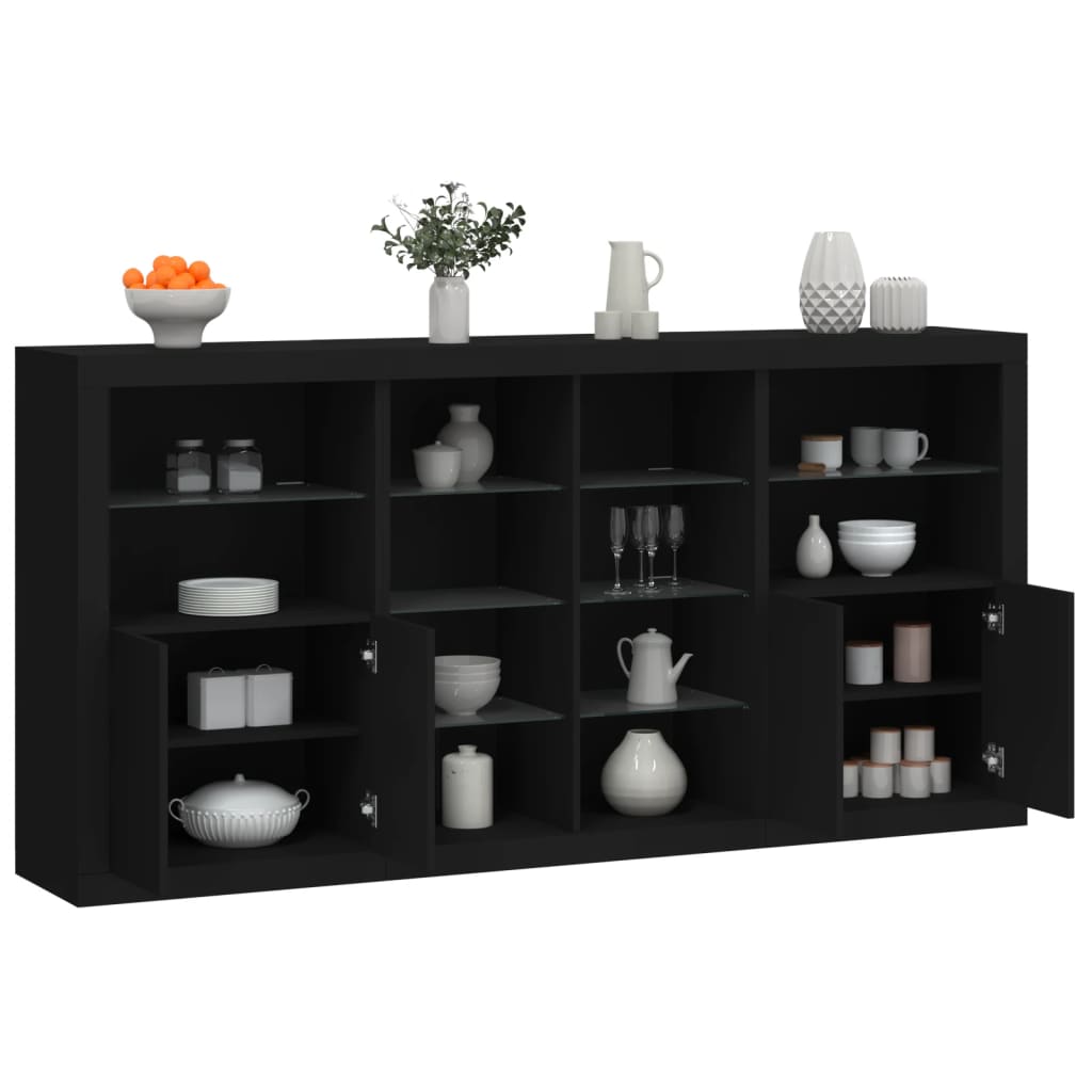 Credenza con Luci LED Nera 202x37x100 cmcod mxl 133839