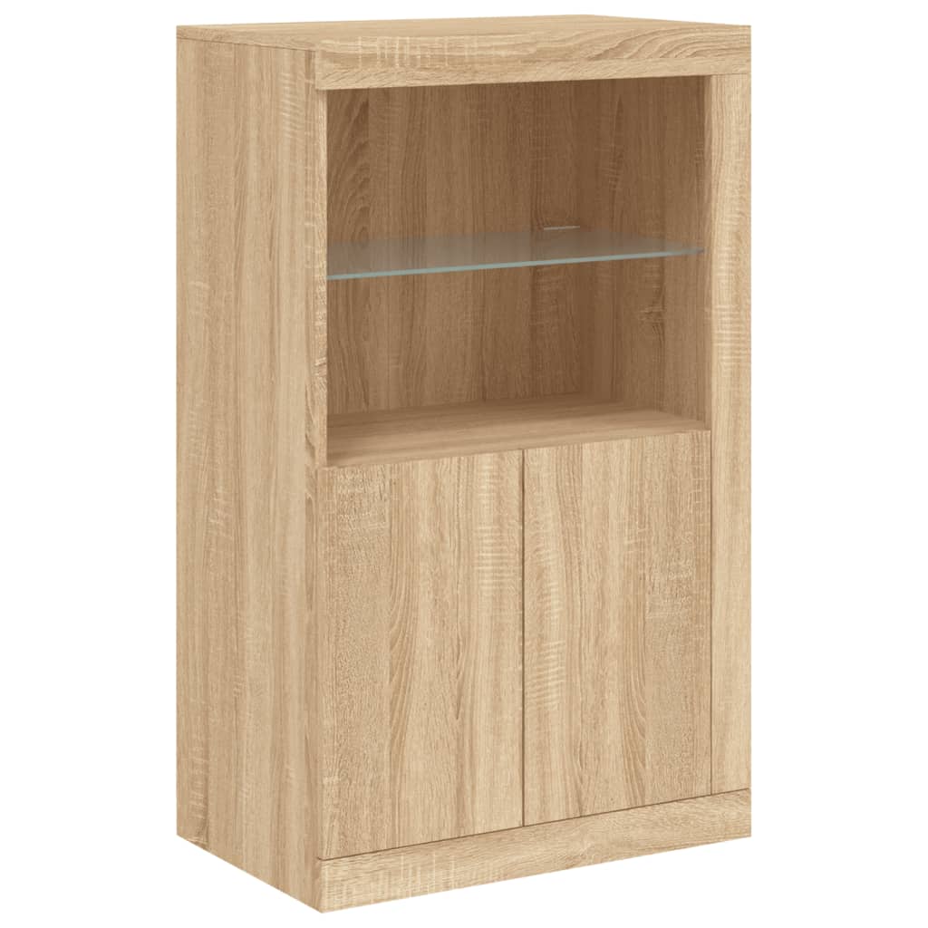 Credenza con Luci LED Rovere Sonoma 202x37x100 cm 3209186