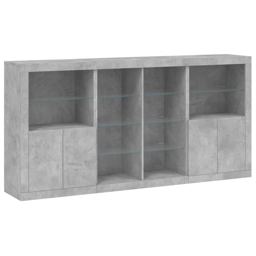 Credenza con Luci LED Grigio Cemento 202x37x100 cmcod mxl 133838