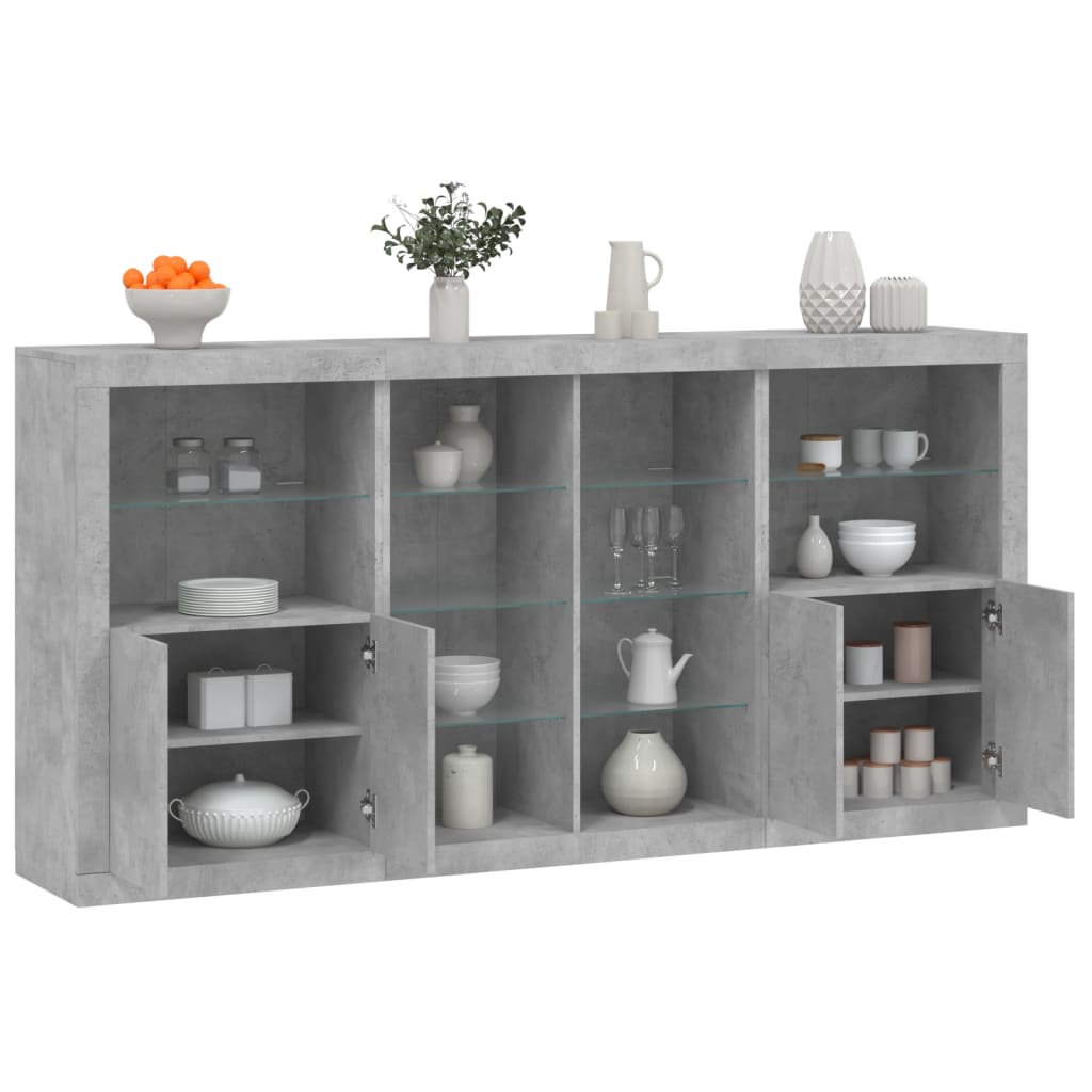 Credenza con Luci LED Grigio Cemento 202x37x100 cmcod mxl 133838