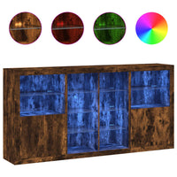 Credenza con Luci LED Rovere Fumo 202x37x100 cmcod mxl 85896