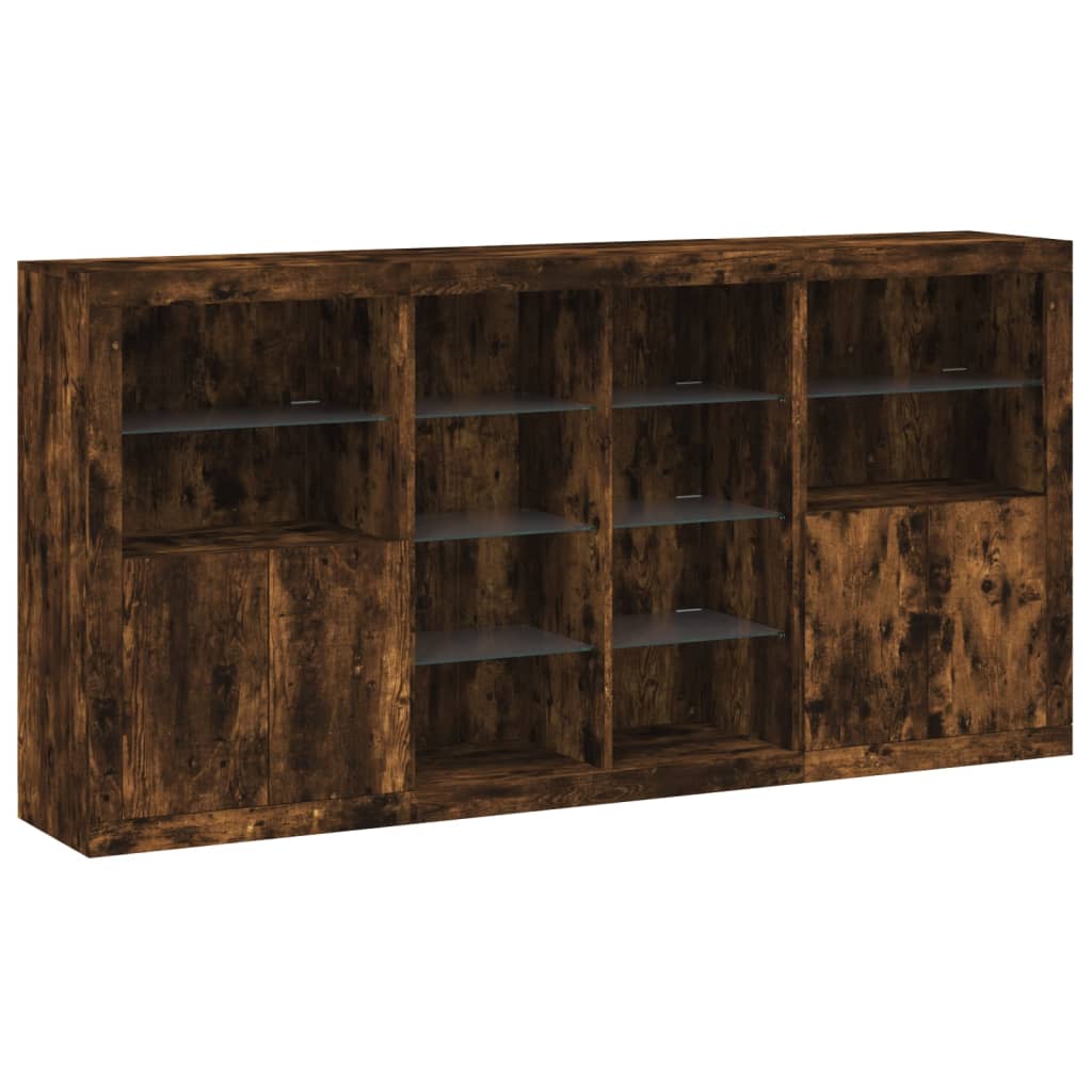 Credenza con Luci LED Rovere Fumo 202x37x100 cmcod mxl 85896