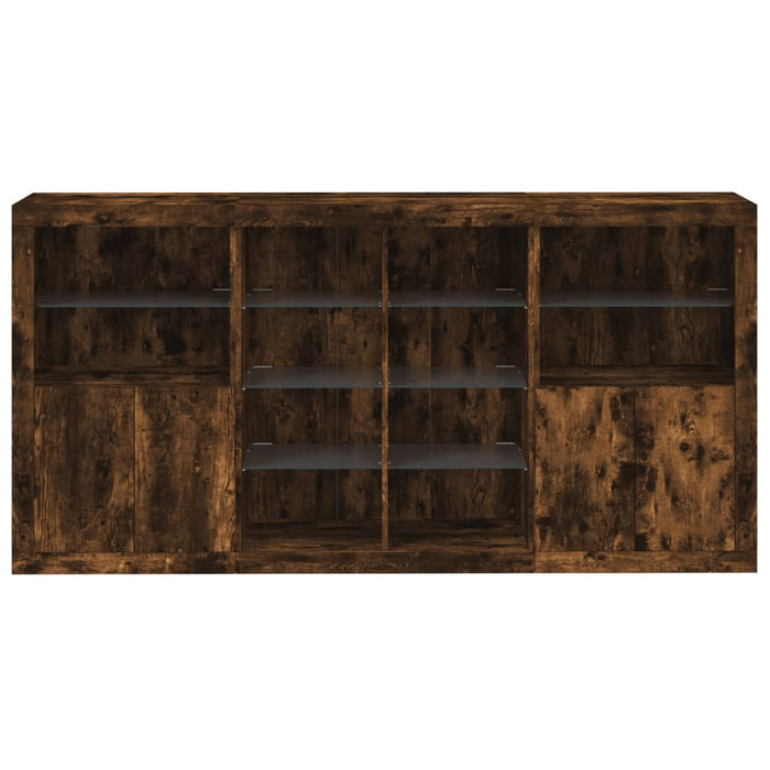 Credenza con Luci LED Rovere Fumo 202x37x100 cm 3209188