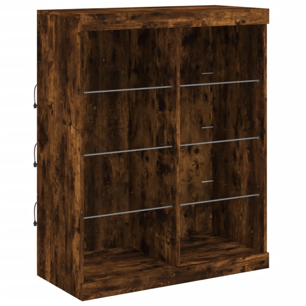 Credenza con Luci LED Rovere Fumo 202x37x100 cm 3209188