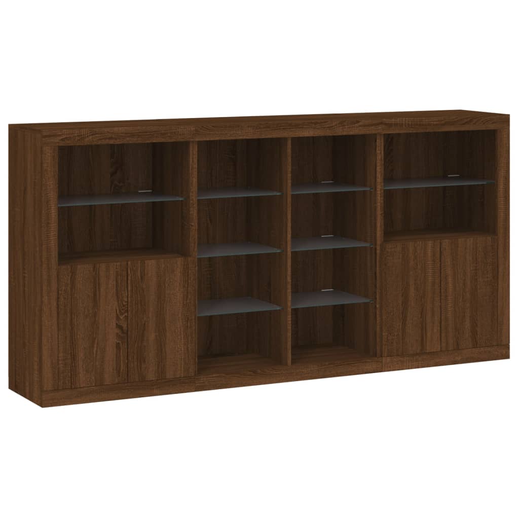 Credenza con Luci LED Rovere Marrone 202x37x100 cm 3209190