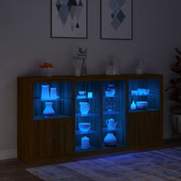 Credenza con Luci LED Rovere Marrone 202x37x100 cm 3209190