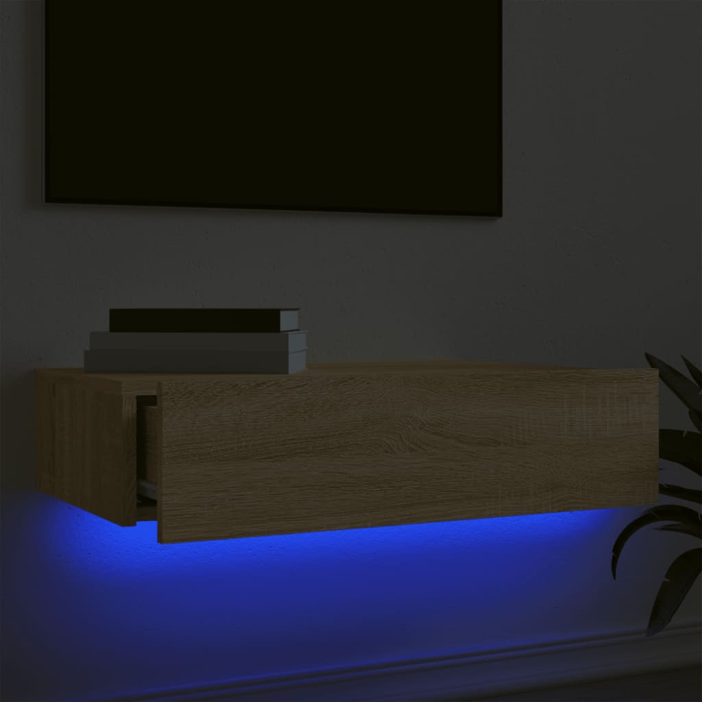 Mobile Porta TV con Luci LED Rovere Sonoma 60x35x15,5 cm 842890