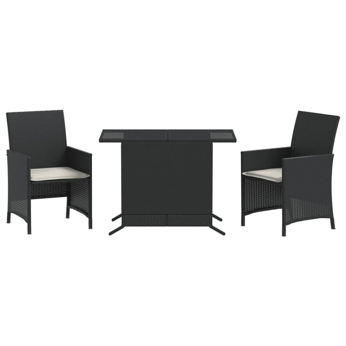 Set da Bistrò 3 pz con Cuscini Nero in Polyrattan 365116