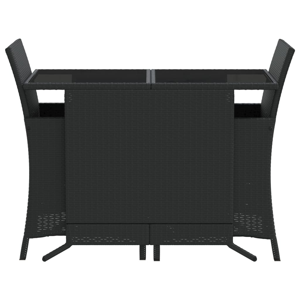 Set da Bistrò 3 pz con Cuscini Nero in Polyrattan 365116