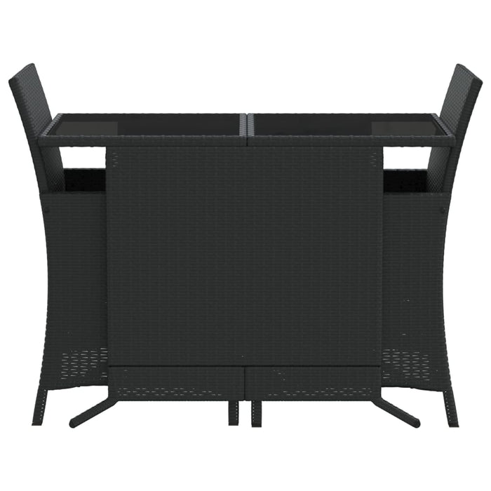 Set da Bistrò 3 pz con Cuscini Nero in Polyrattan 365116