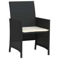 Set da Bistrò 3 pz con Cuscini Nero in Polyrattan 365116