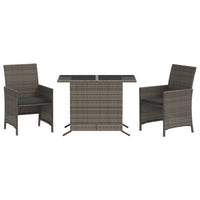 Set da Bistrò 3 pz con Cuscini Grigio in Polyrattan 365119