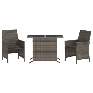 Set da Bistrò 3 pz con Cuscini Grigio in Polyrattan 365119