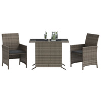 Set da Bistrò 3 pz con Cuscini Grigio in Polyrattan 365119