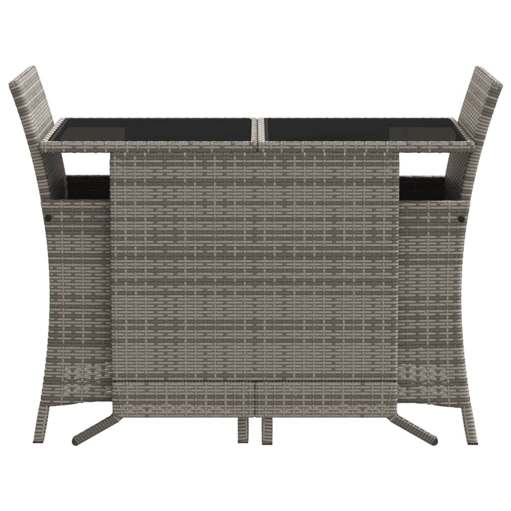 Set da Bistrò 3 pz con Cuscini Grigio in Polyrattan 365119