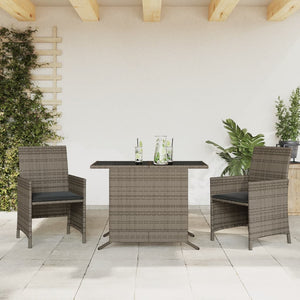 Set da Bistrò 3 pz con Cuscini Grigio in Polyrattan 365119