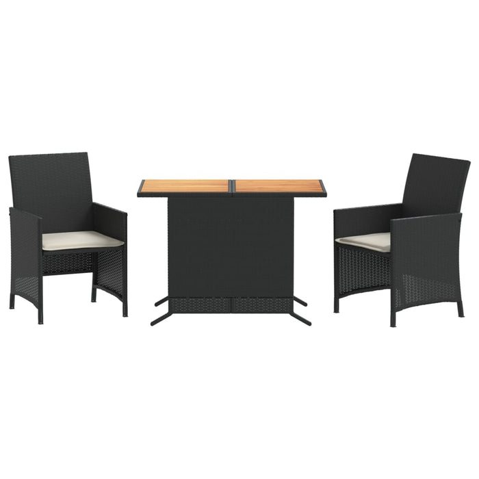 Set da Bistrò 3 pz con Cuscini Nero in Polyrattan 365124