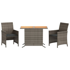 Set da Bistrò 3 pz con Cuscini Grigio in Polyrattan 365125