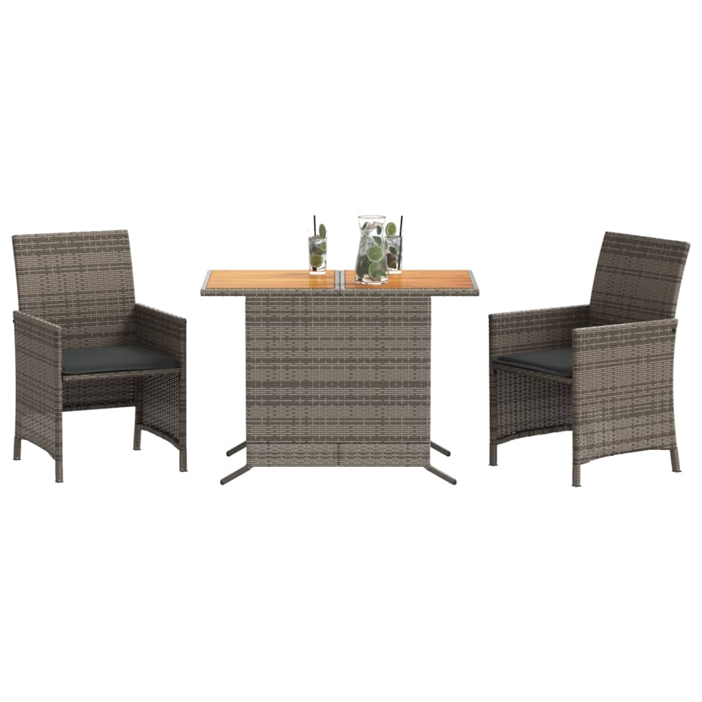 Set da Bistrò 3 pz con Cuscini Grigio in Polyrattan 365125