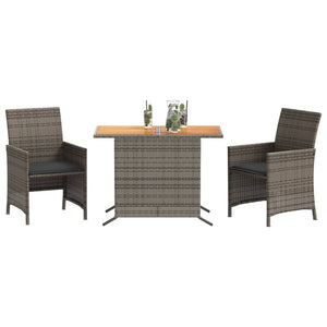 Set da Bistrò 3 pz con Cuscini Grigio in Polyrattan 365125