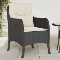 Sedie da Giardino con Cuscini 2 pz Nere in Polyrattan 365144