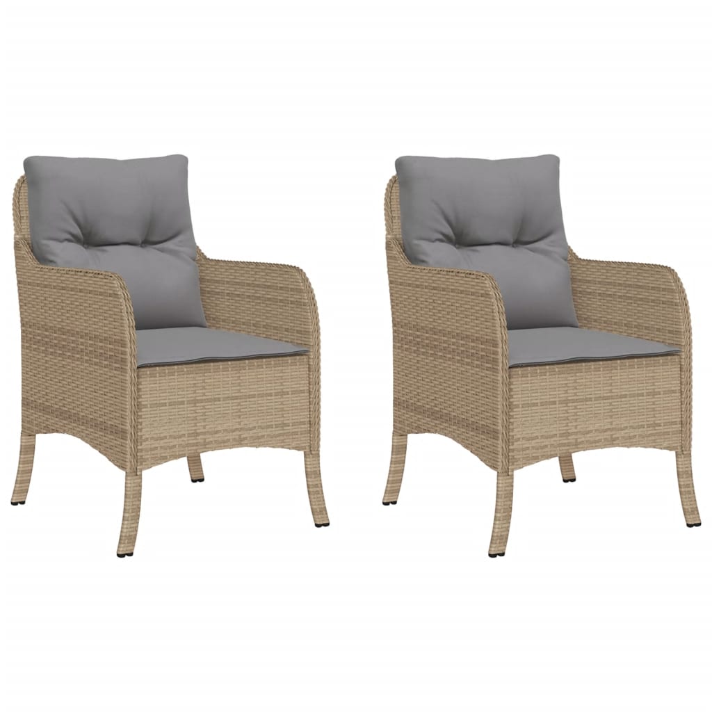 Sedie da Giardino con Cuscini 2 pz Beige Misto in Polyrattan 365149