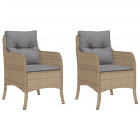 Sedie da Giardino con Cuscini 2 pz Beige Misto in Polyrattancod mxl 134712