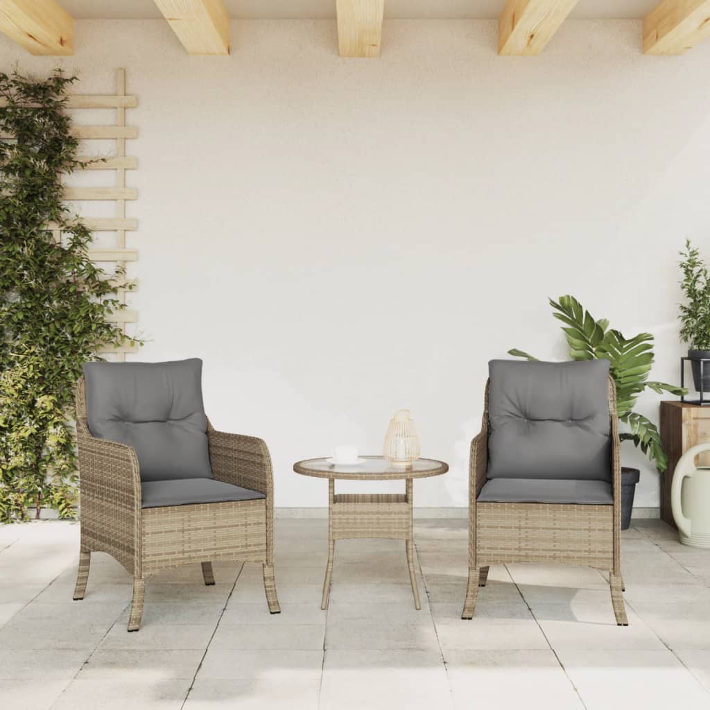 Sedie da Giardino con Cuscini 2 pz Beige Misto in Polyrattan 365149