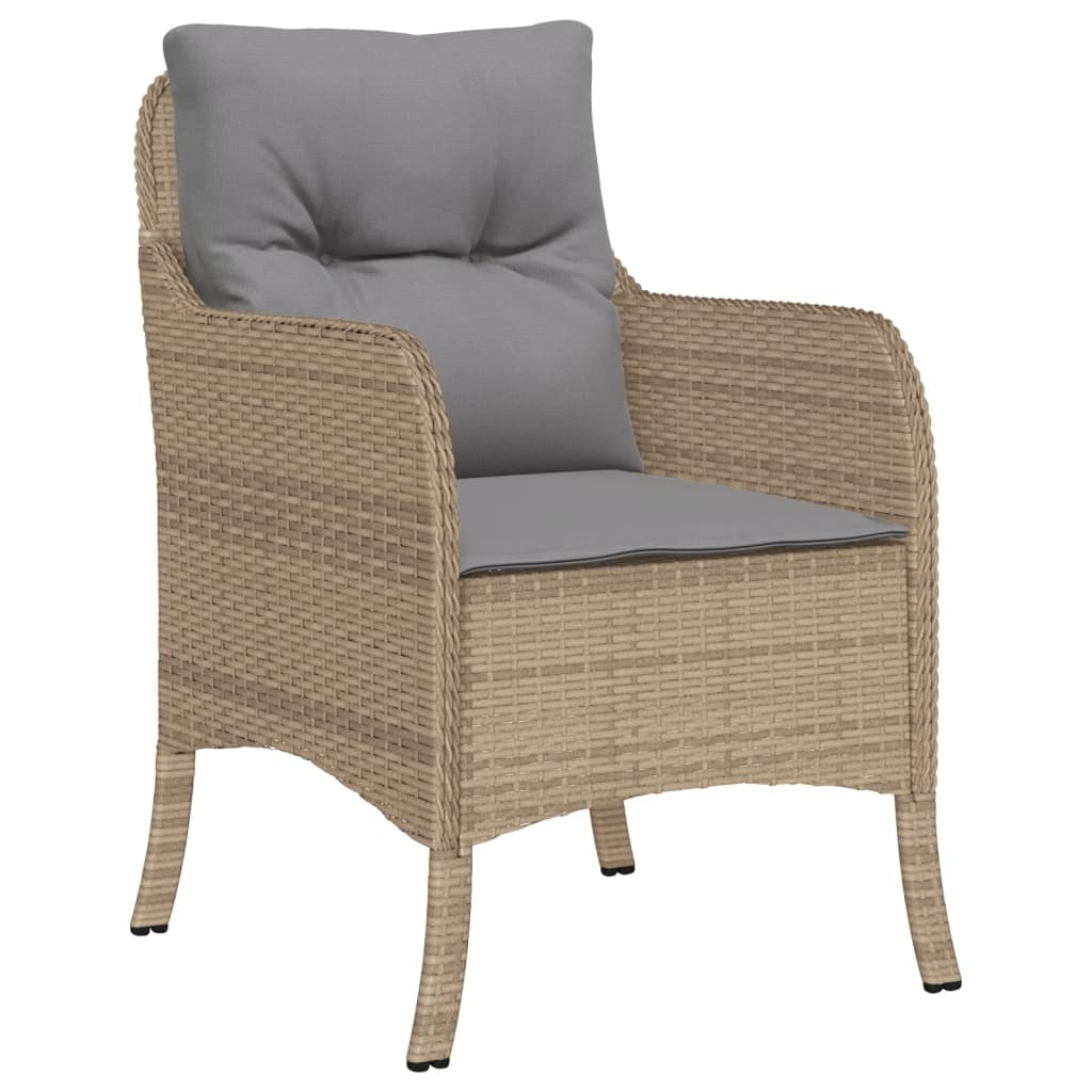 Sedie da Giardino con Cuscini 2 pz Beige Misto in Polyrattan 365149