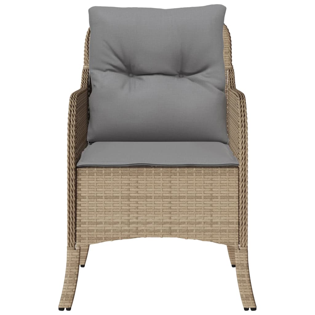 Sedie da Giardino con Cuscini 2 pz Beige Misto in Polyrattan 365149