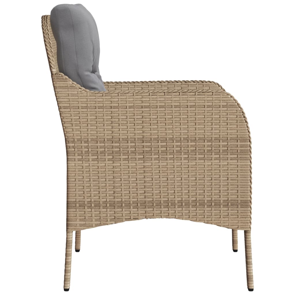 Sedie da Giardino con Cuscini 2 pz Beige Misto in Polyrattan 365149