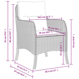 Sedie da Giardino con Cuscini 2 pz Beige Misto in Polyrattan 365149