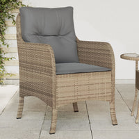 Sedie da Giardino con Cuscini 2 pz Beige Misto in Polyrattan 365149