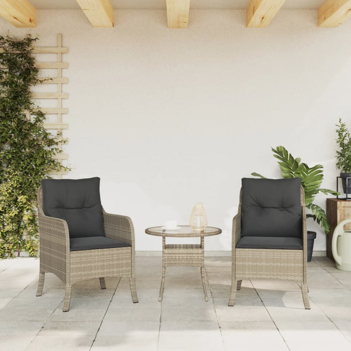 Sedie da Giardino con Cuscini 2 pz Grigio Chiaro in Polyrattan 365150