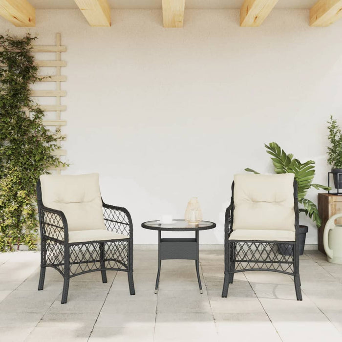 Sedie da Giardino con Cuscini 2 pz Nere in Polyrattan 365152