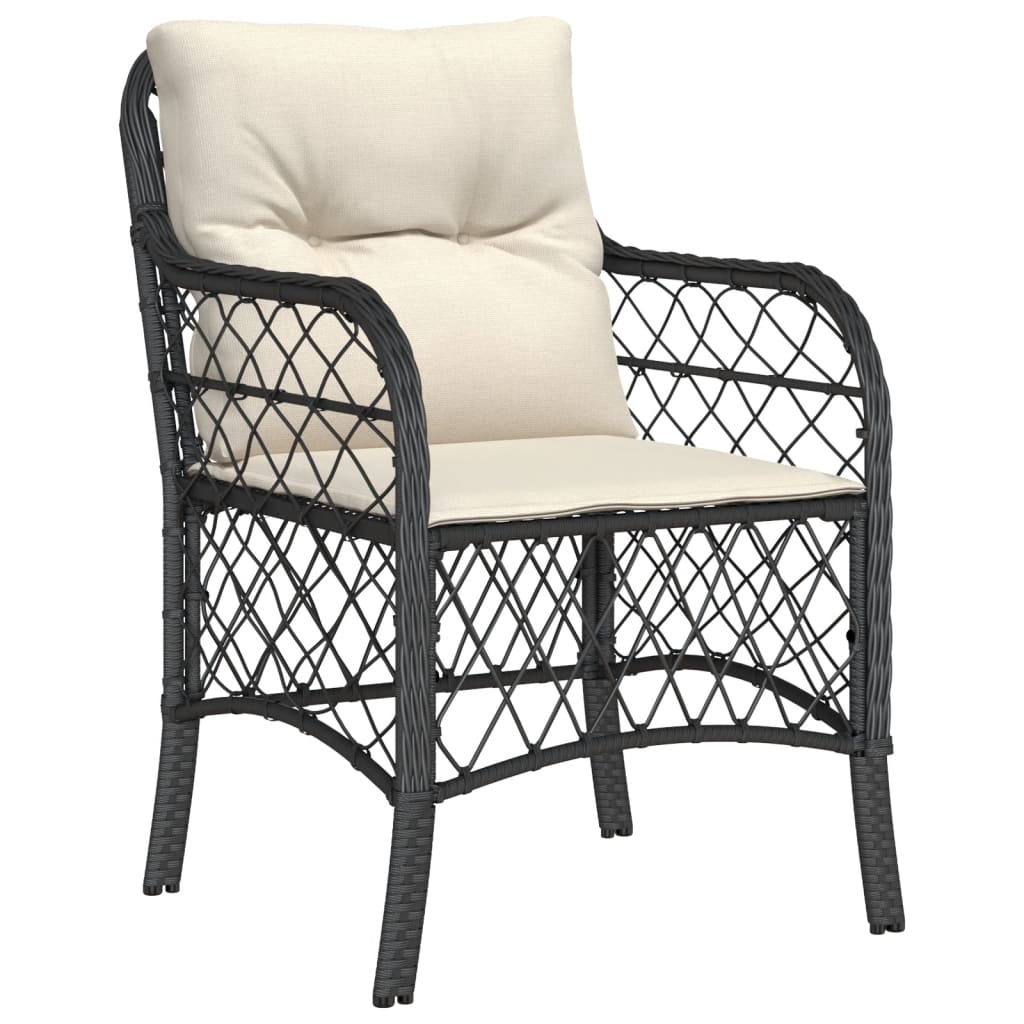 Sedie da Giardino con Cuscini 2 pz Nere in Polyrattan 365152