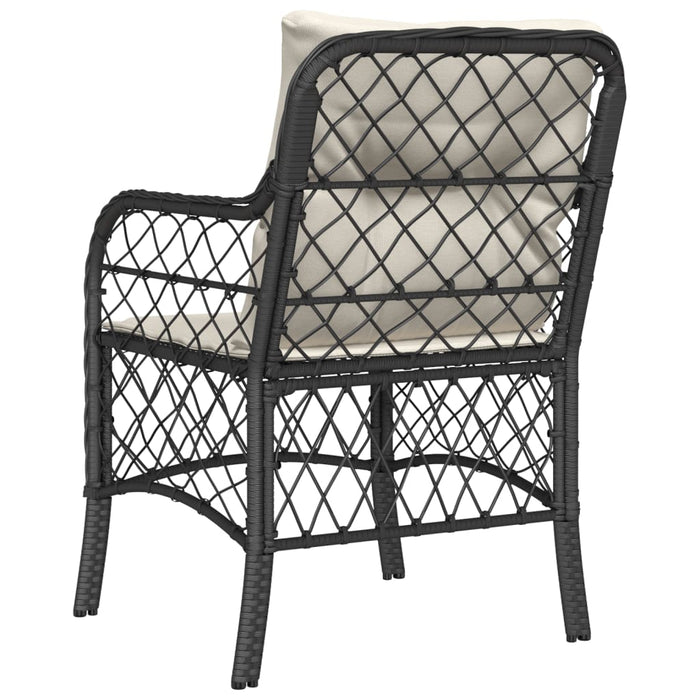 Sedie da Giardino con Cuscini 2 pz Nere in Polyrattan 365152