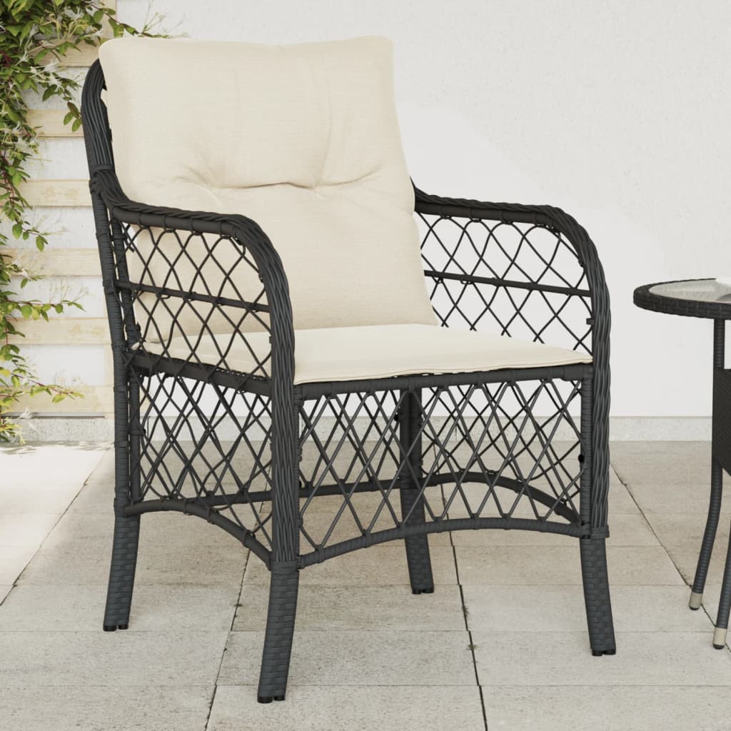 Sedie da Giardino con Cuscini 2 pz Nere in Polyrattan 365152