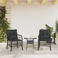 Sedie da Giardino con Cuscini 2 pz Nere in Polyrattan 365153