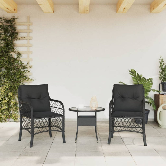 Sedie da Giardino con Cuscini 2 pz Nere in Polyrattan 365153