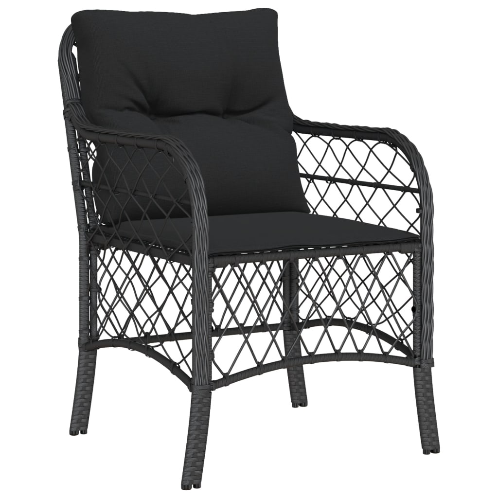 Sedie da Giardino con Cuscini 2 pz Nere in Polyrattan 365153