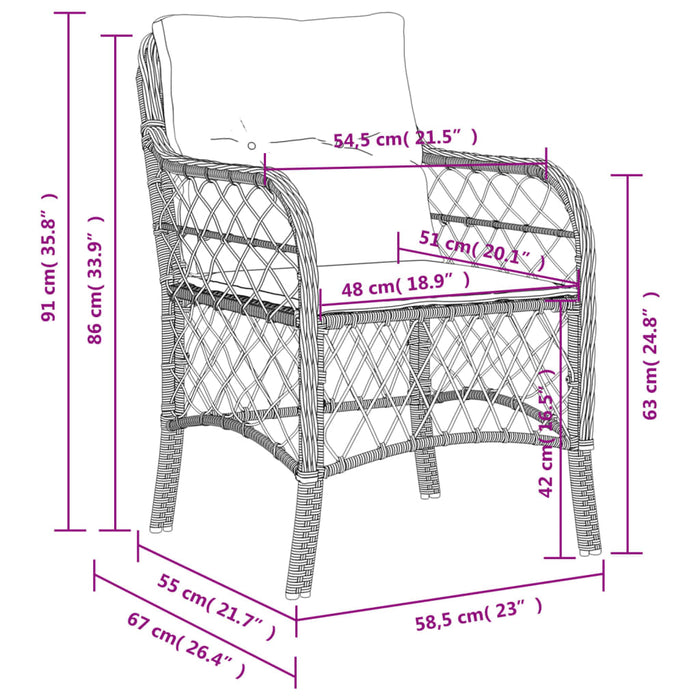 Sedie da Giardino con Cuscini 2 pz Nere in Polyrattan 365153