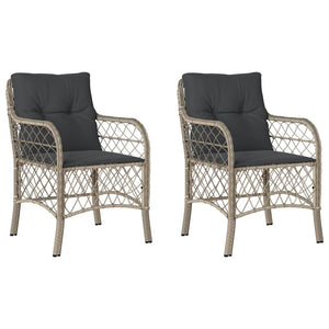 Sedie da Giardino con Cuscini 2 pz Grigio Chiaro in Polyrattan 365158